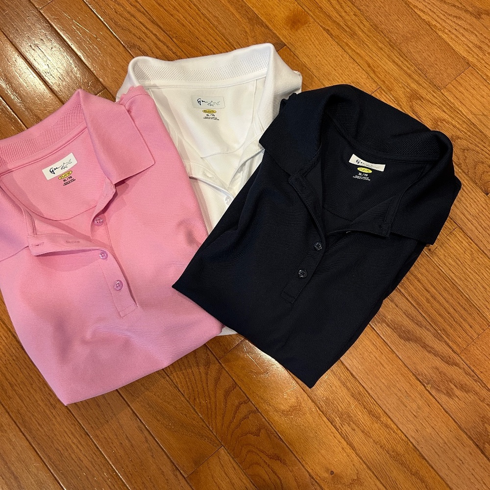 Three Greg Norman Ladies Polo  Golf Shirts, size XL